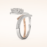 1.52 CT Round Shaped Halo & Pave Double Shank Moissanite Engagement Ring