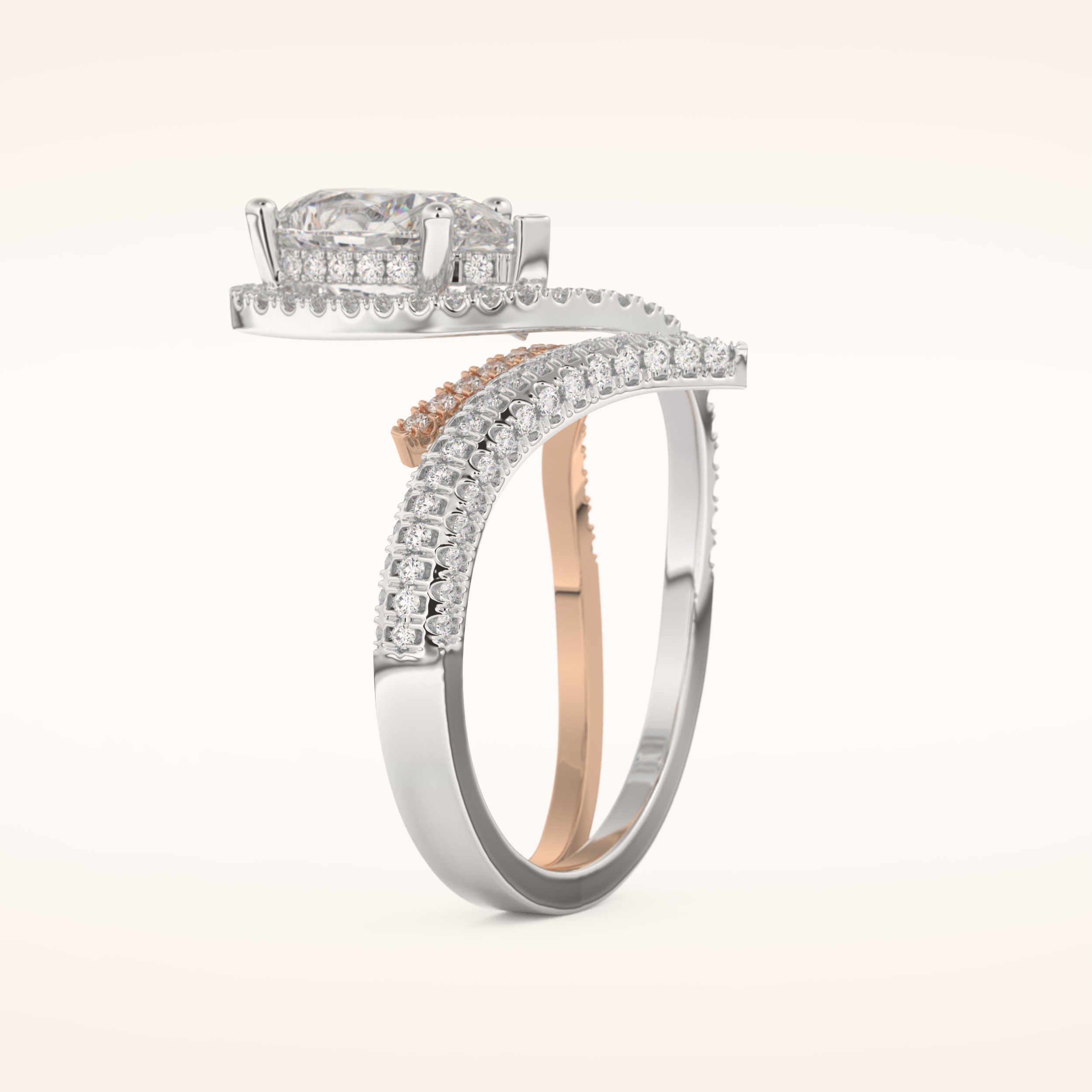 1.52 CT Round Shaped Halo & Pave Double Shank Moissanite Engagement Ring