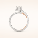 1.52 CT Round Shaped Halo & Pave Double Shank Moissanite Engagement Ring