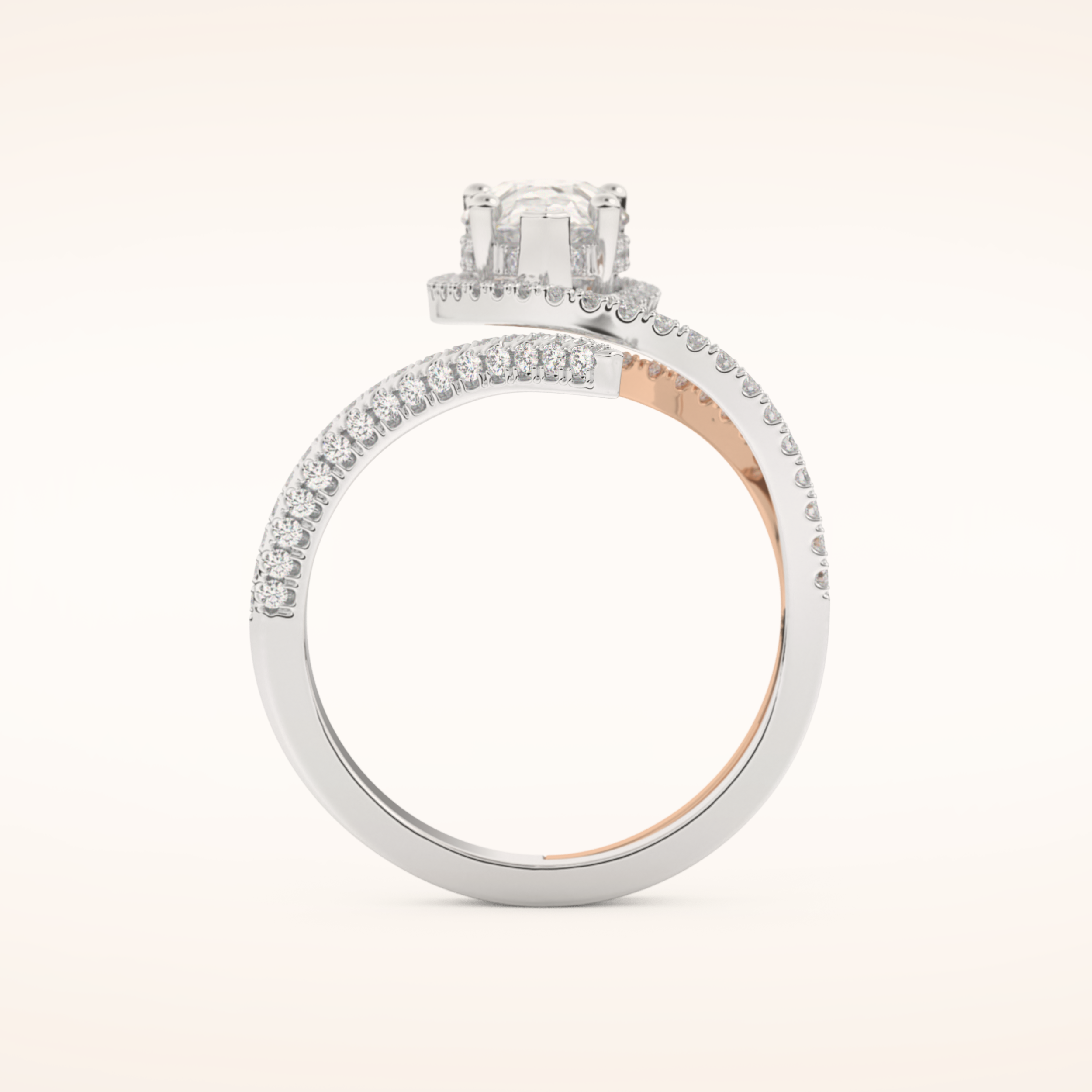1.52 CT Round Shaped Halo & Pave Double Shank Moissanite Engagement Ring