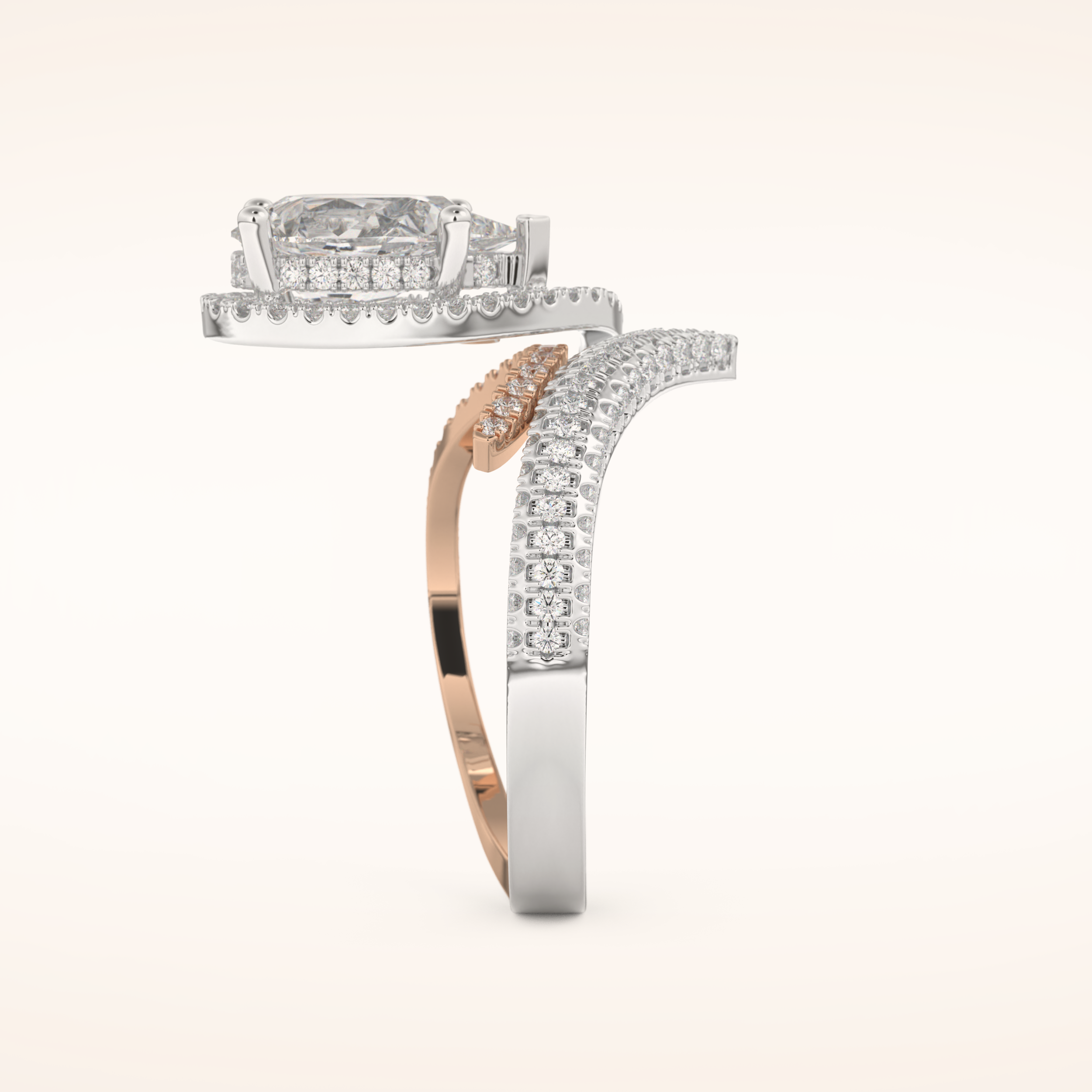 1.52 CT Round Shaped Halo & Pave Double Shank Moissanite Engagement Ring