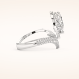 1.52 CT Round Shaped Halo & Pave Double Shank Moissanite Engagement Ring