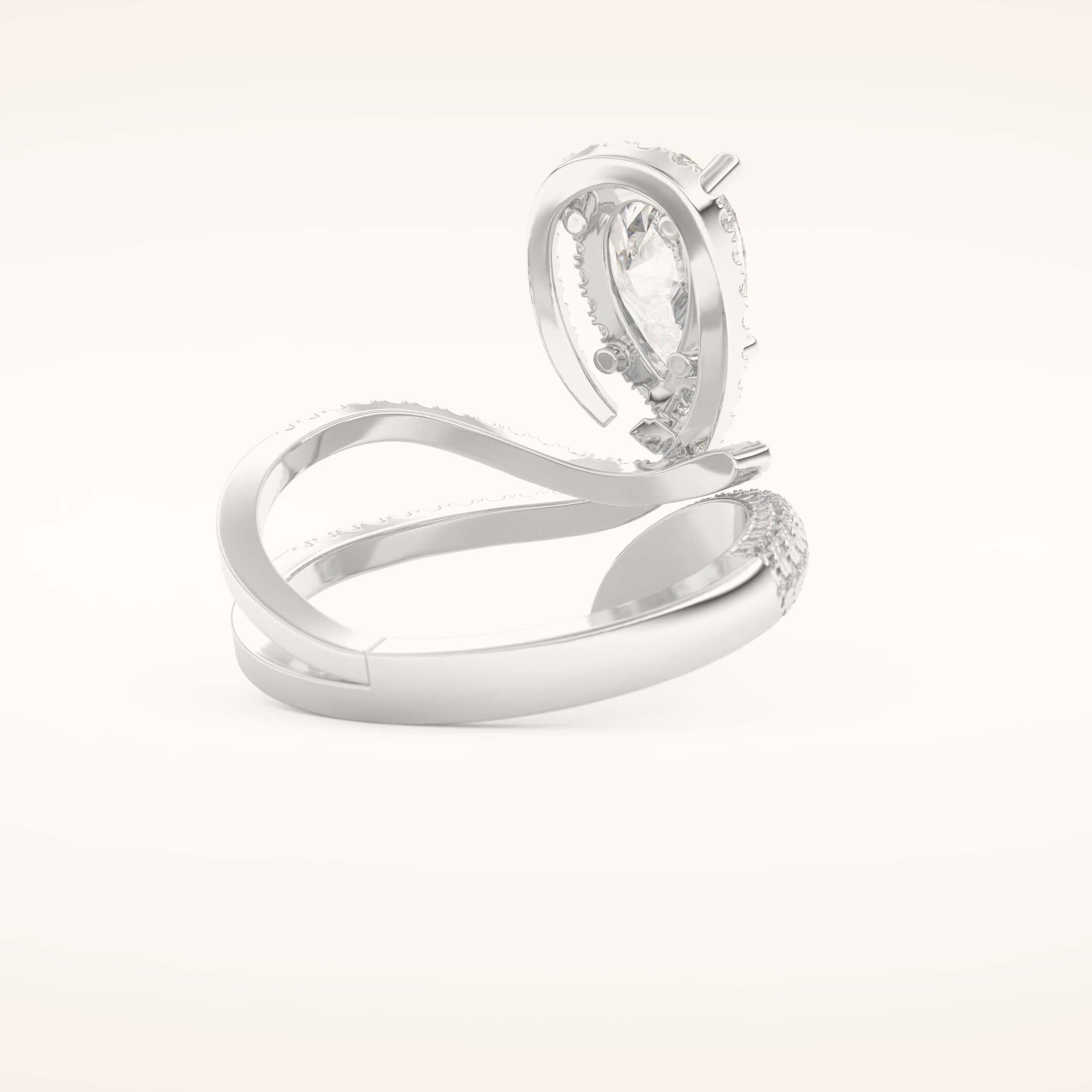1.52 CT Round Shaped Halo & Pave Double Shank Moissanite Engagement Ring