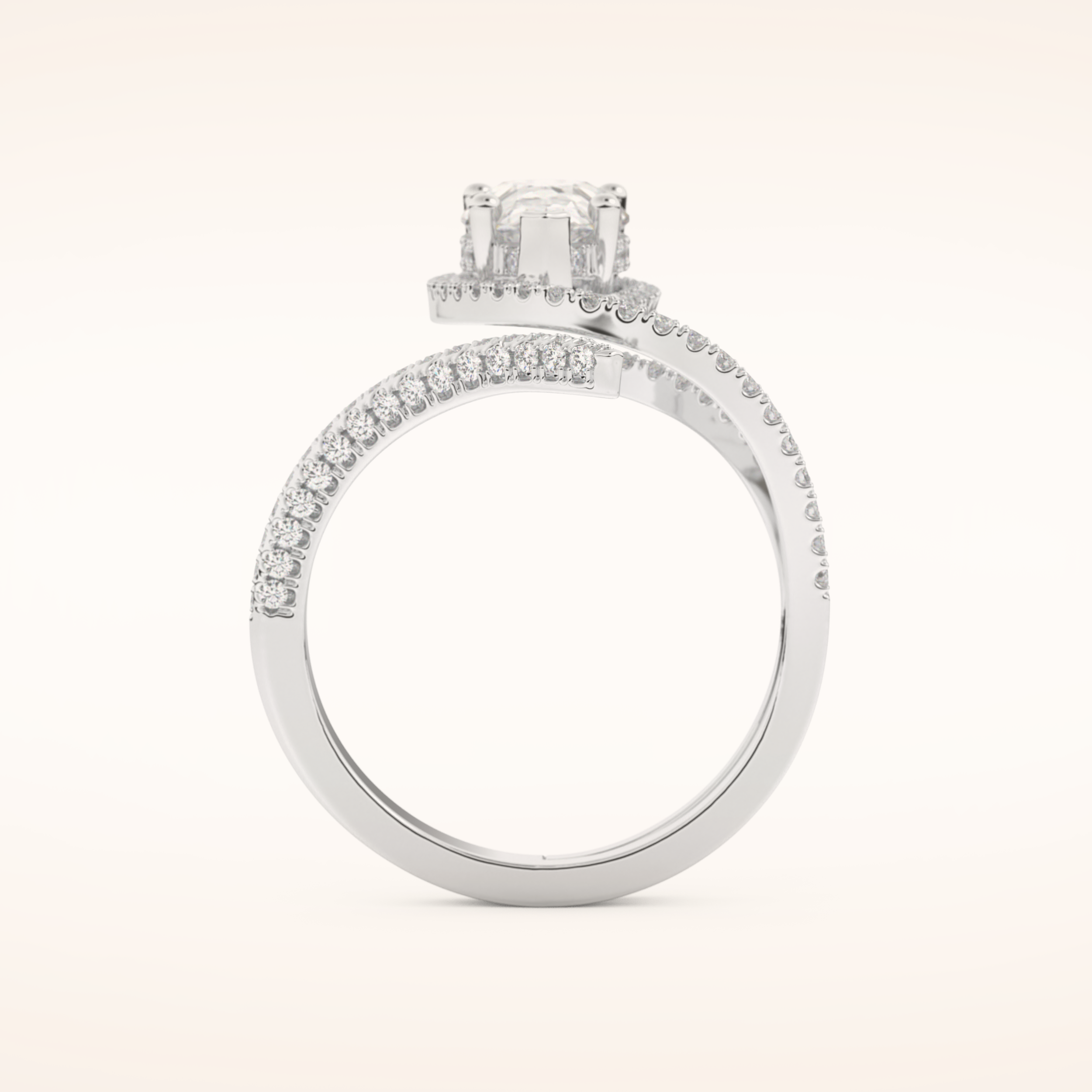 1.52 CT Round Shaped Halo & Pave Double Shank Moissanite Engagement Ring