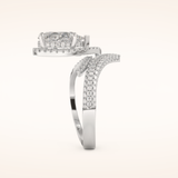 1.52 CT Round Shaped Halo & Pave Double Shank Moissanite Engagement Ring
