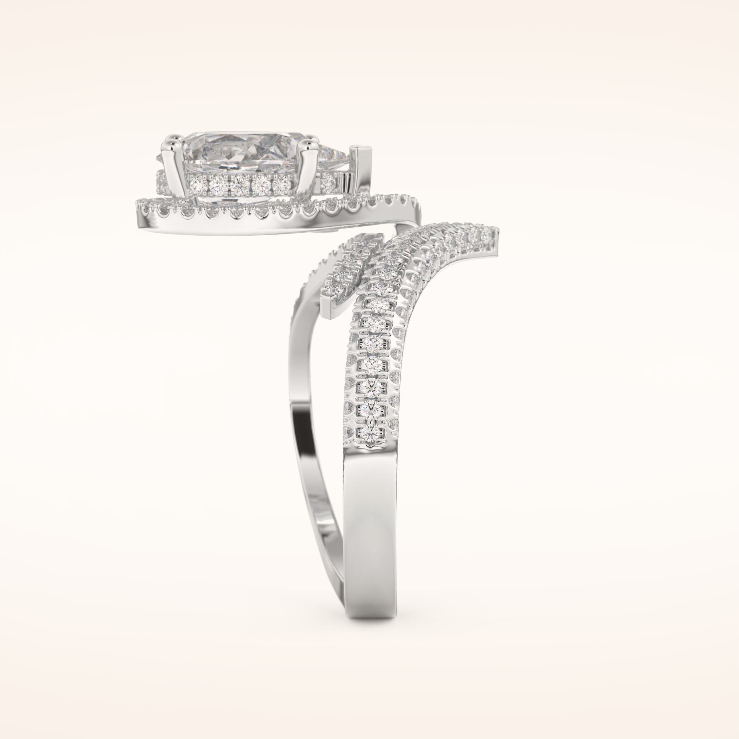 1.52 CT Round Shaped Halo & Pave Double Shank Moissanite Engagement Ring