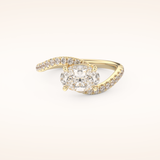 1.3 CT Oval Shaped Swirl Pave Moissanite Engagement Ring