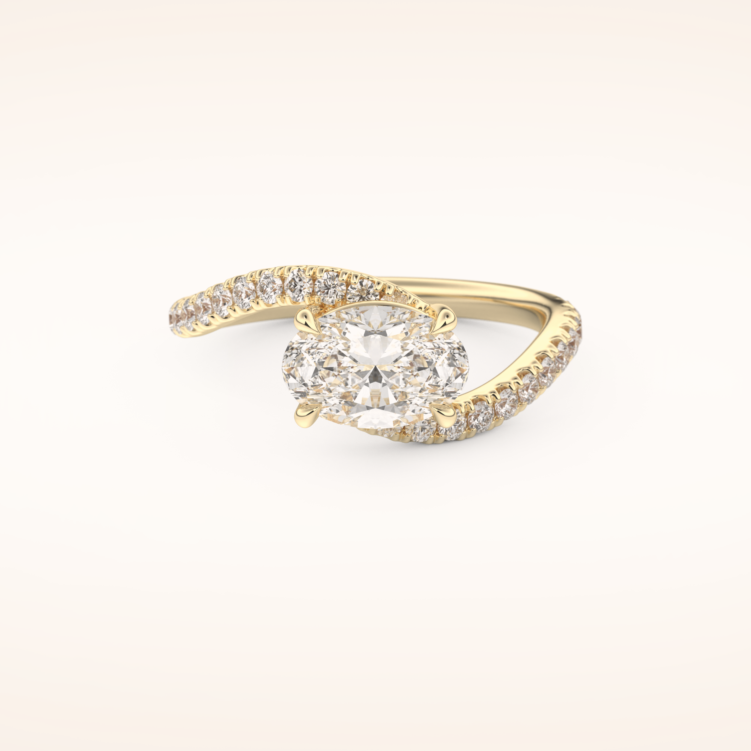 1.3 CT Oval Shaped Swirl Pave Moissanite Engagement Ring