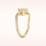 1.3 CT Oval Shaped Swirl Pave Moissanite Engagement Ring
