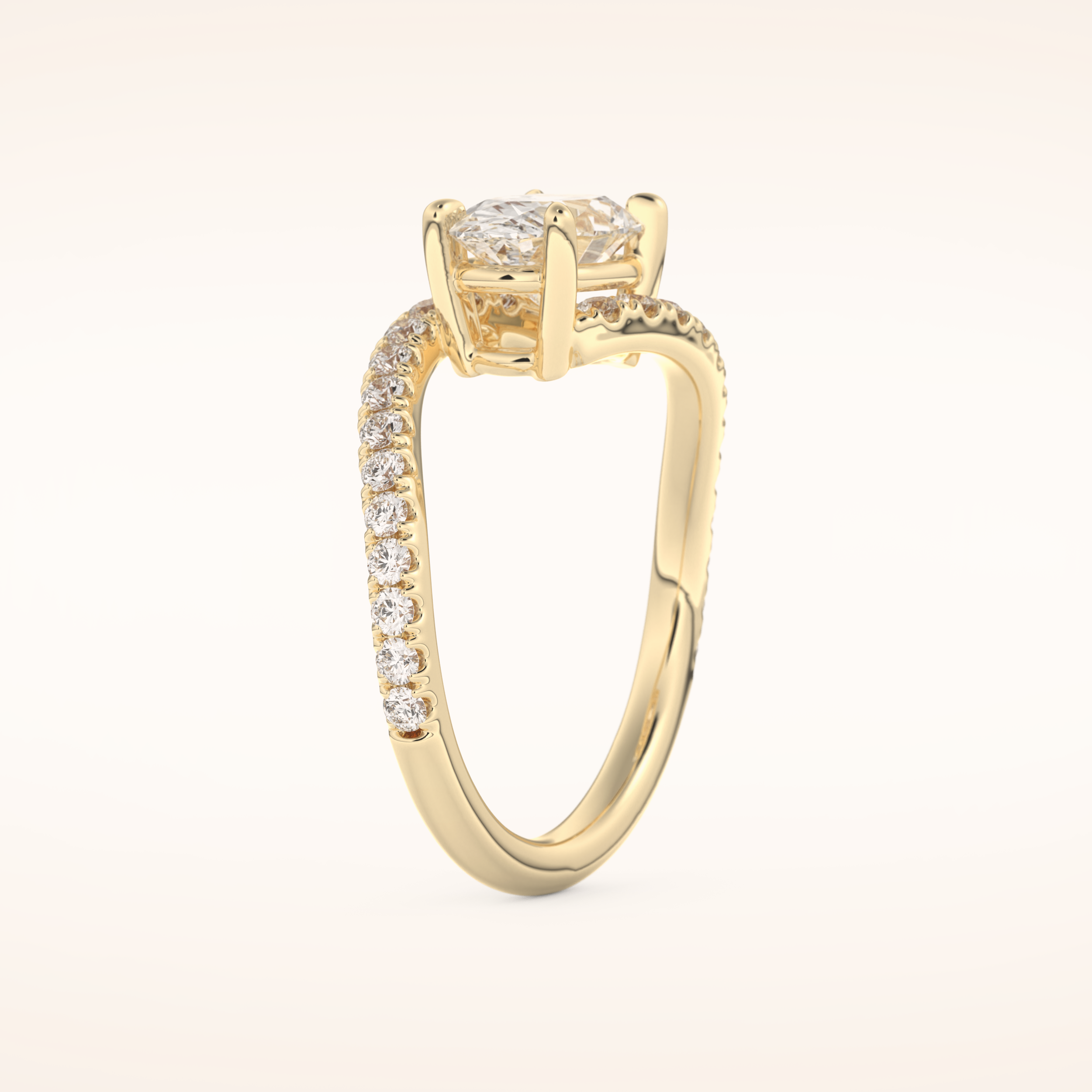1.3 CT Oval Shaped Swirl Pave Moissanite Engagement Ring