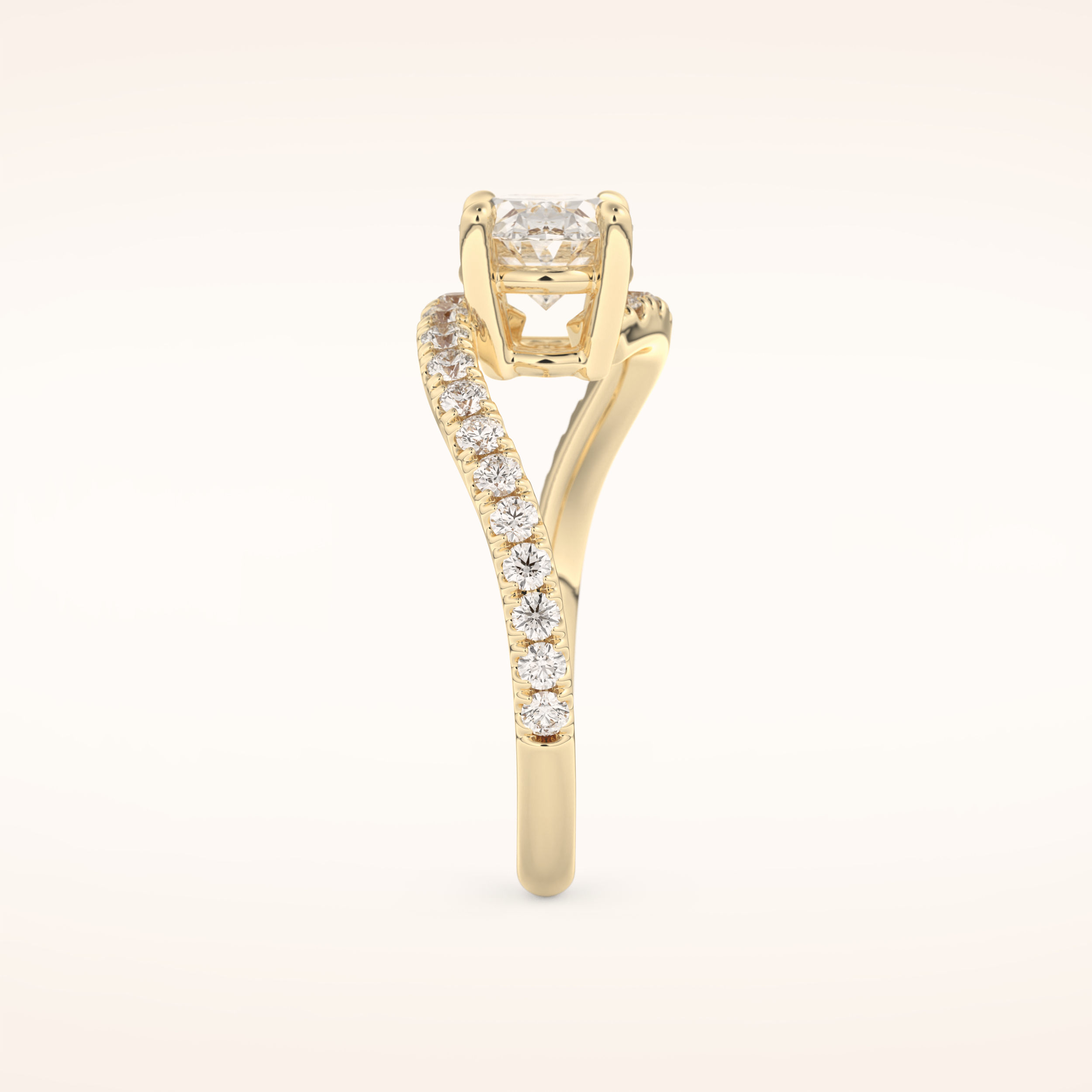 1.3 CT Oval Shaped Swirl Pave Moissanite Engagement Ring