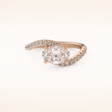 1.3 CT Oval Shaped Swirl Pave Moissanite Engagement Ring