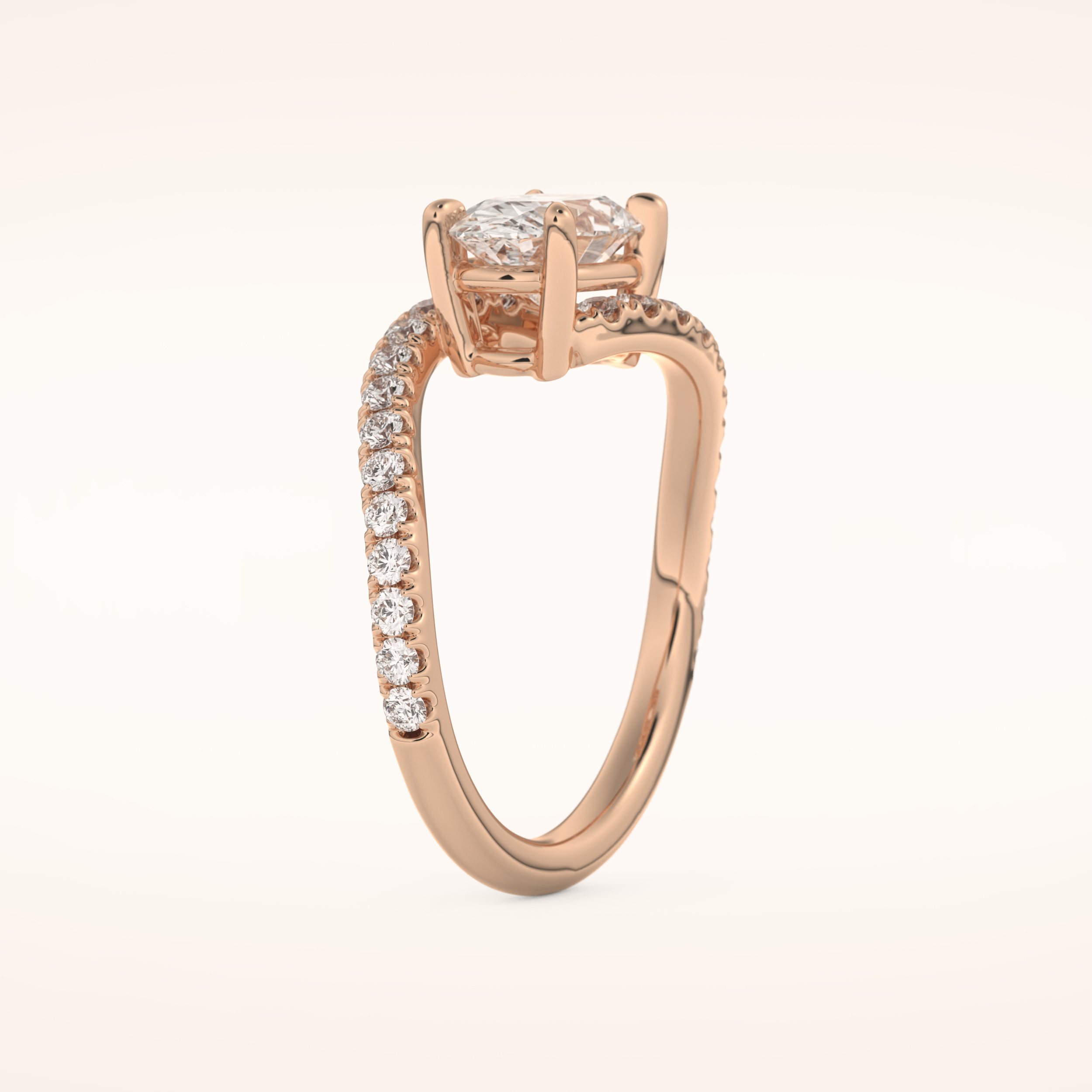 1.3 CT Oval Shaped Swirl Pave Moissanite Engagement Ring