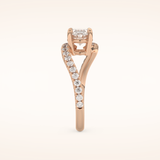 1.3 CT Oval Shaped Swirl Pave Moissanite Engagement Ring
