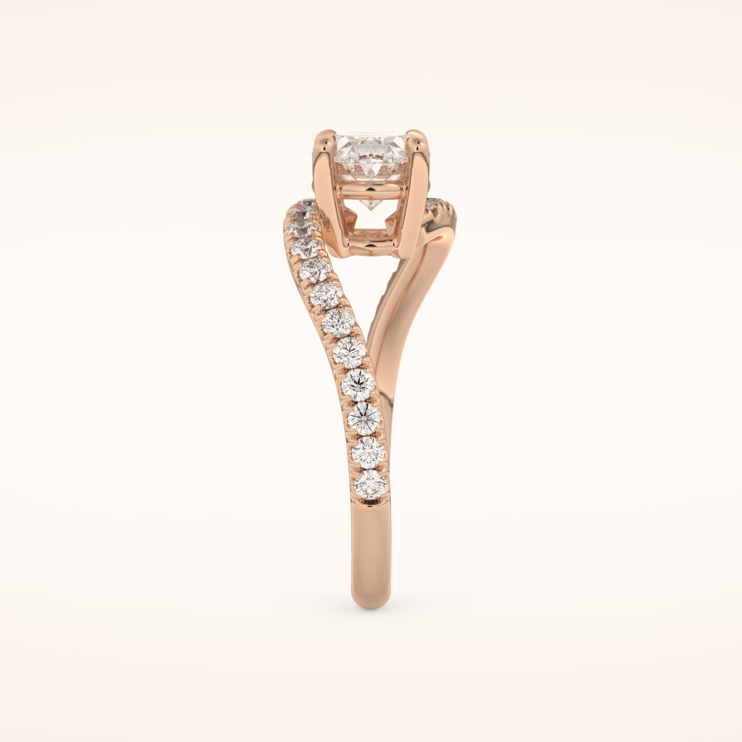 1.3 CT Oval Shaped Swirl Pave Moissanite Engagement Ring