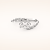 1.3 CT Oval Shaped Swirl Pave Moissanite Engagement Ring