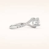 1.3 CT Oval Shaped Swirl Pave Moissanite Engagement Ring