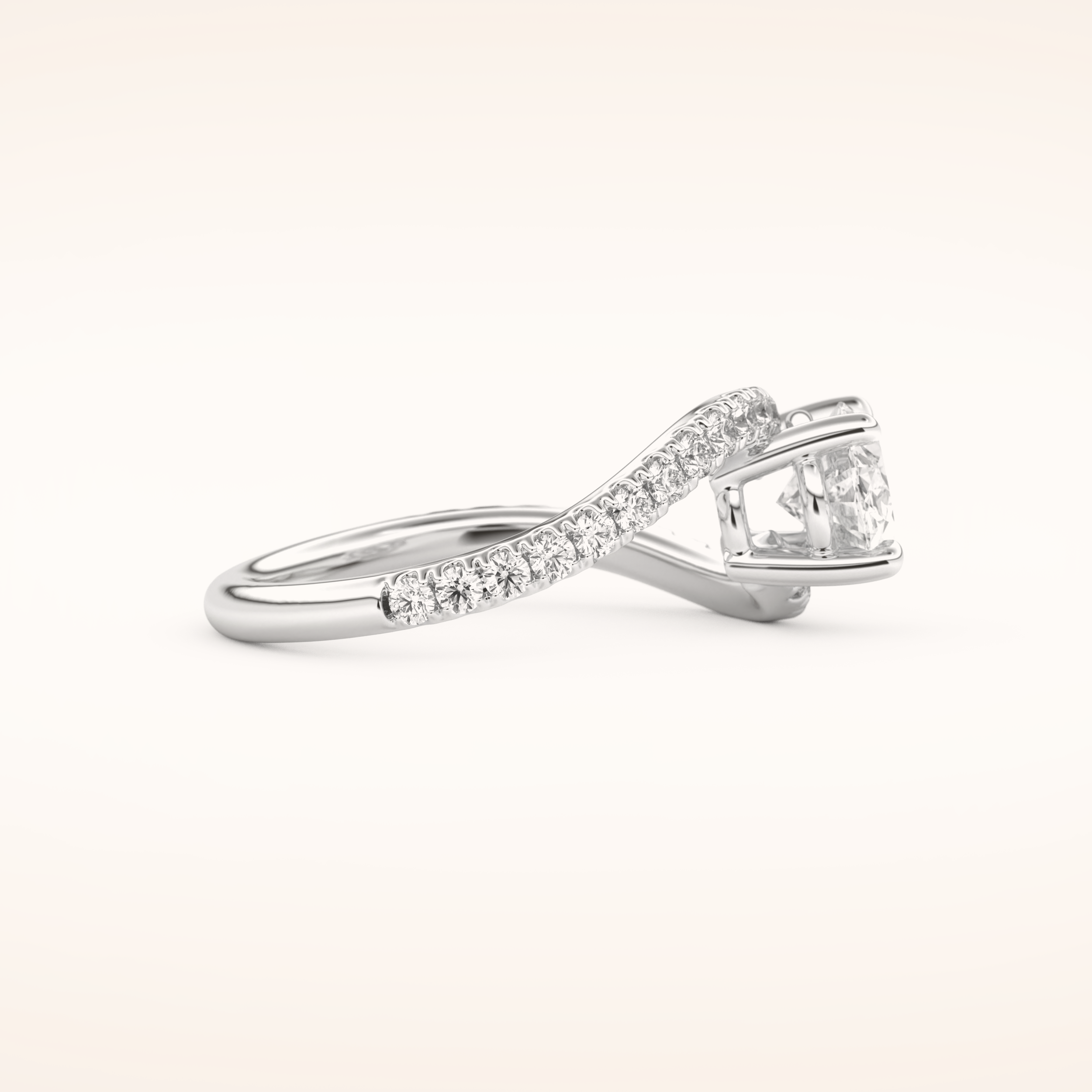 1.3 CT Oval Shaped Swirl Pave Moissanite Engagement Ring