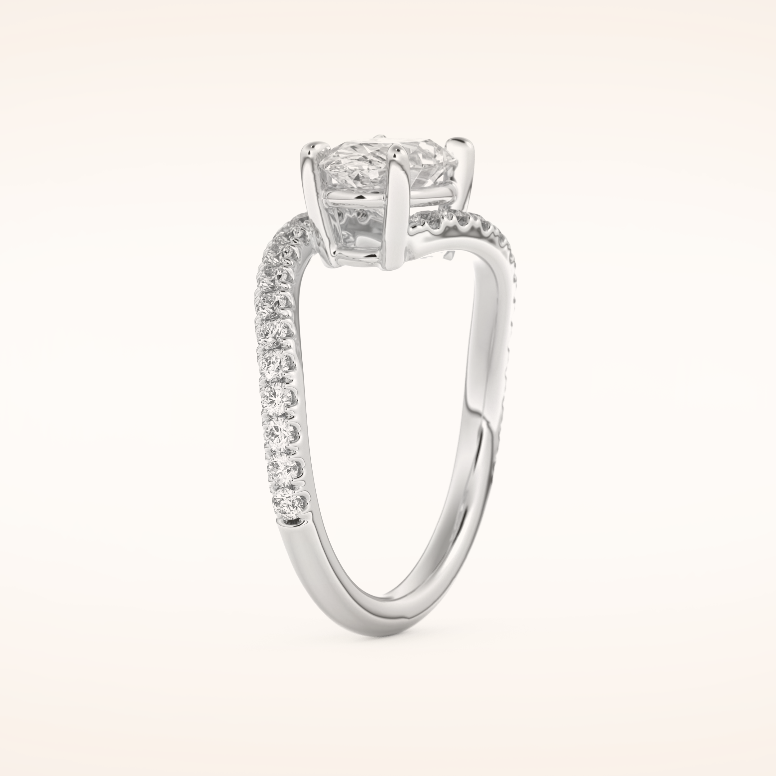 1.3 CT Oval Shaped Swirl Pave Moissanite Engagement Ring