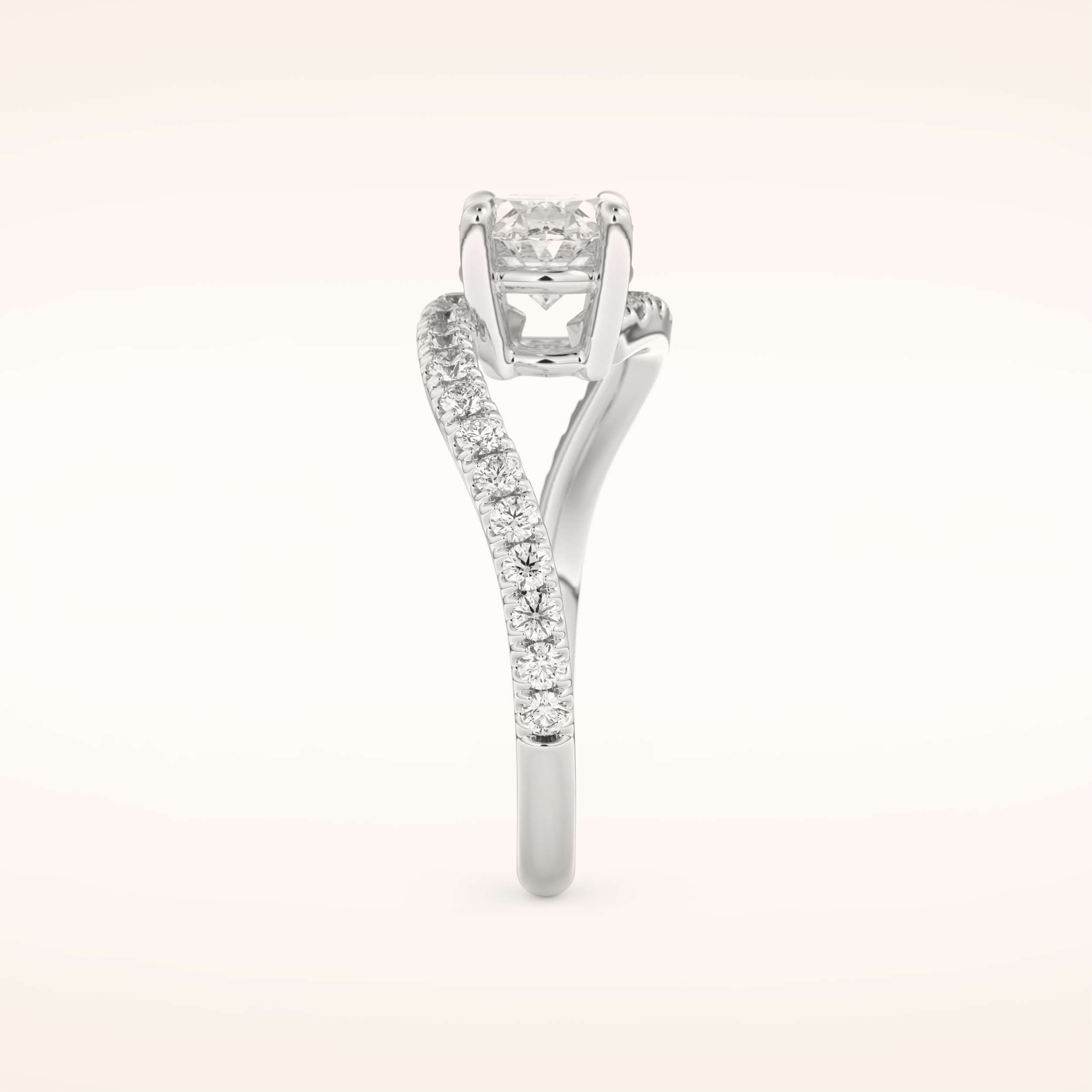 1.3 CT Oval Shaped Swirl Pave Moissanite Engagement Ring