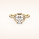 1.52 CT Round Shaped Cluster Moissanite Engagement Ring