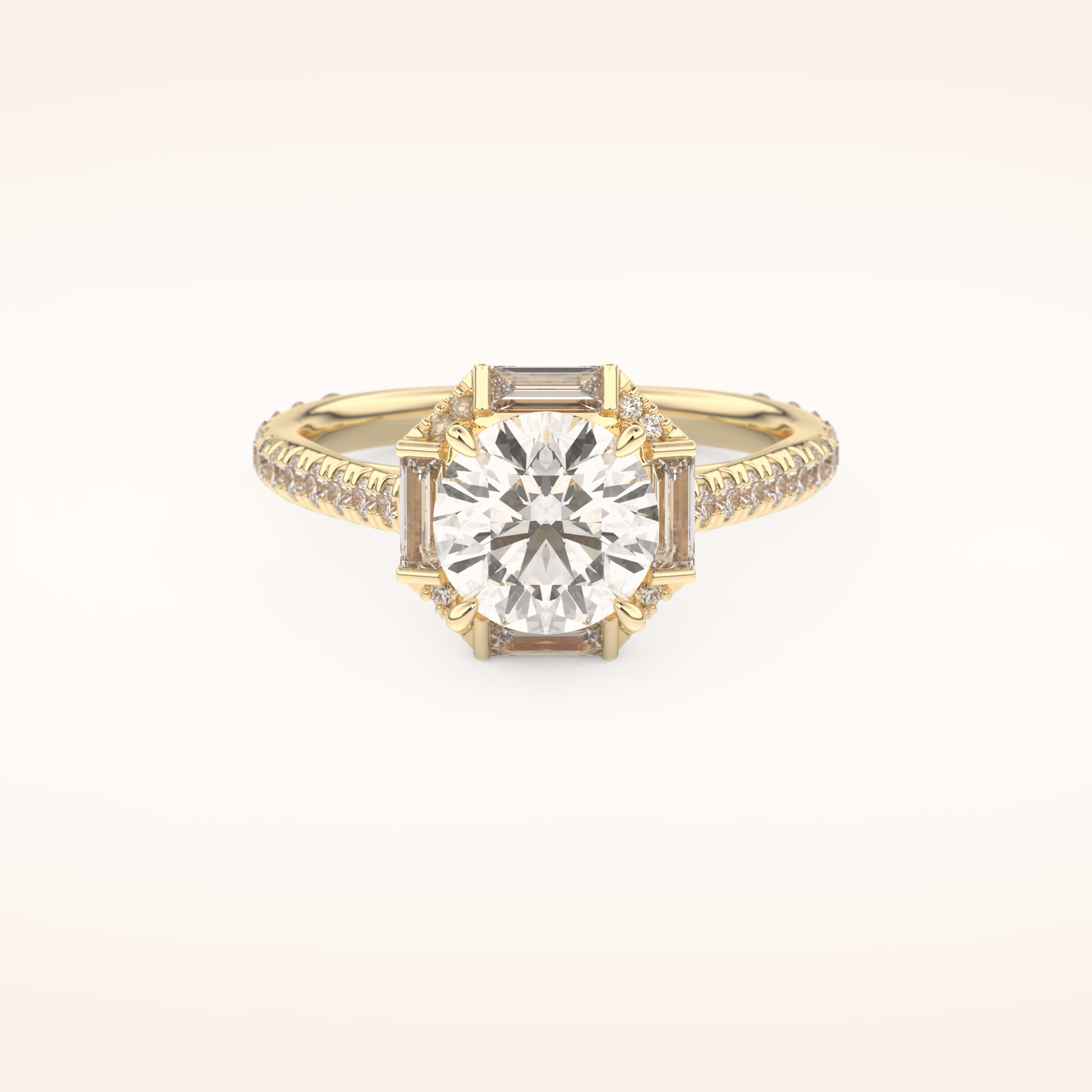 1.52 CT Round Shaped Cluster Moissanite Engagement Ring