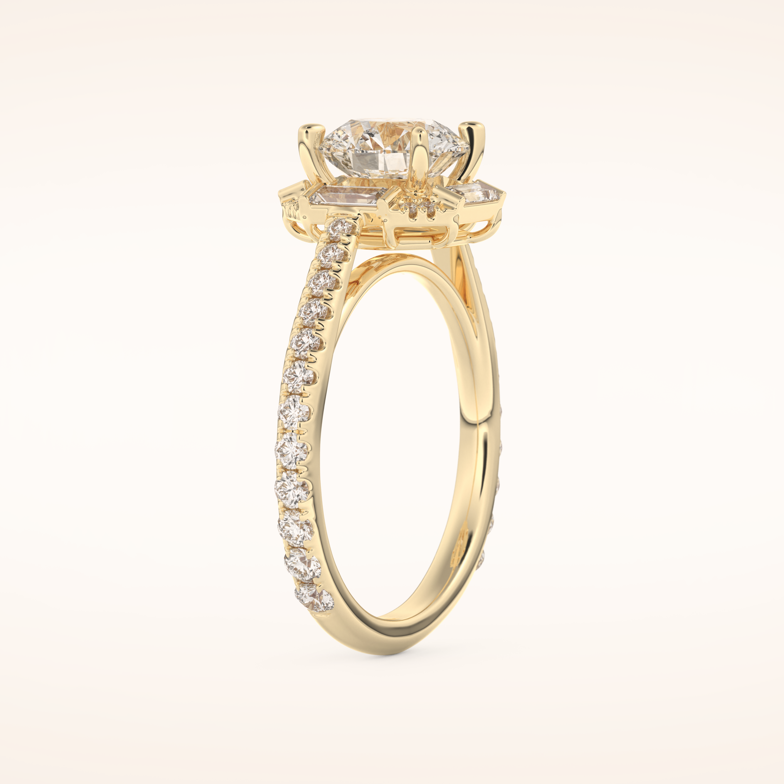 1.52 CT Round Shaped Cluster Moissanite Engagement Ring