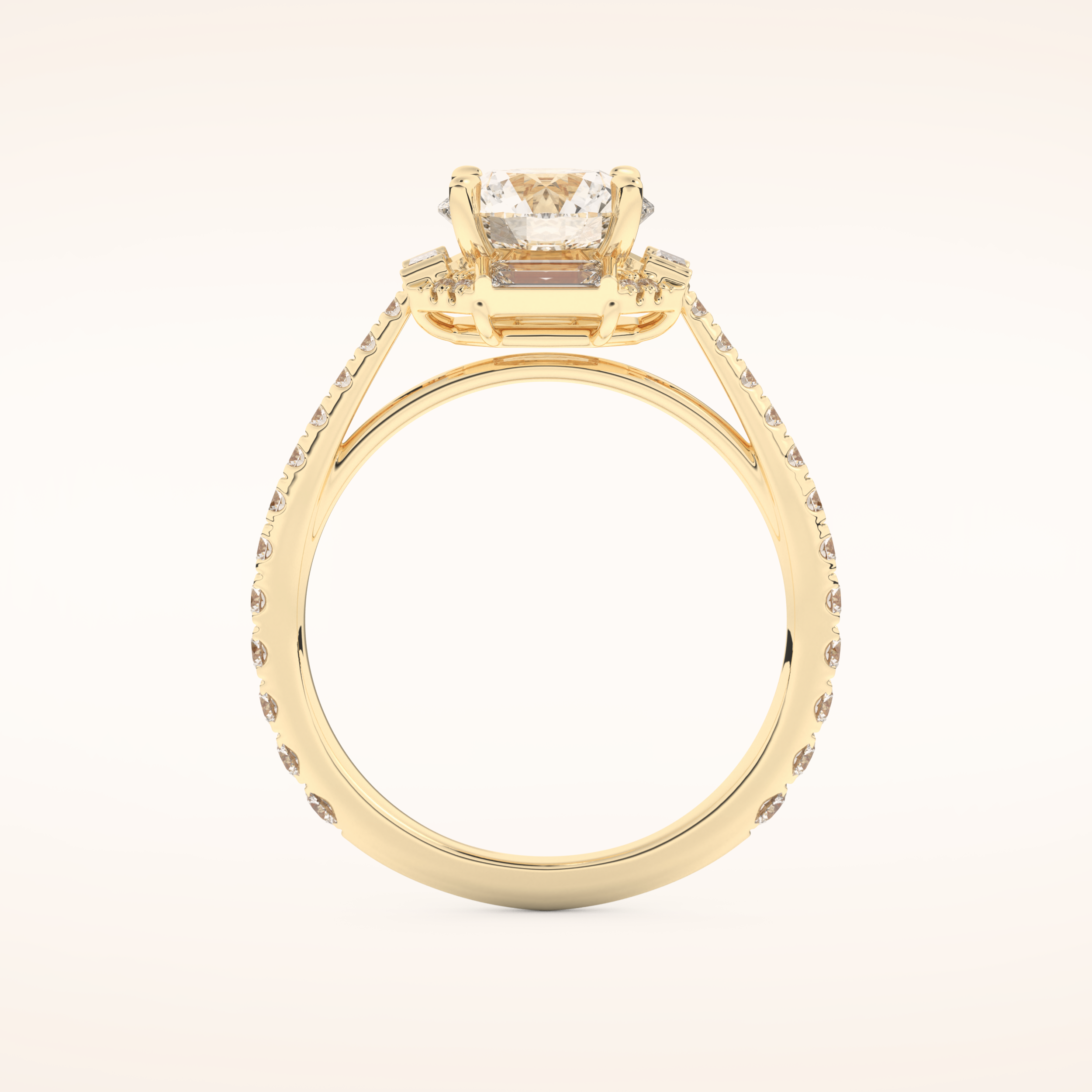 1.52 CT Round Shaped Cluster Moissanite Engagement Ring