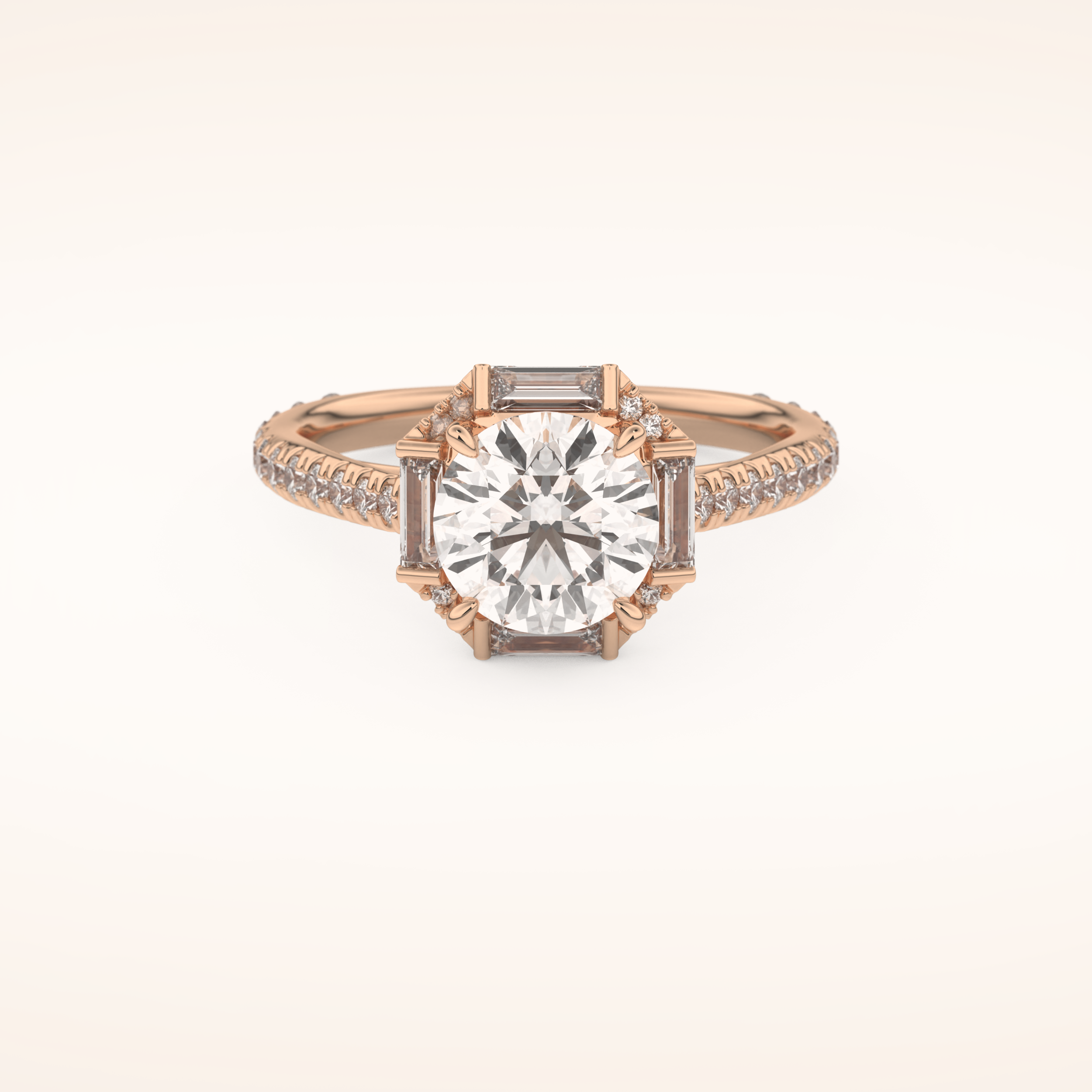 1.52 CT Round Shaped Cluster Moissanite Engagement Ring