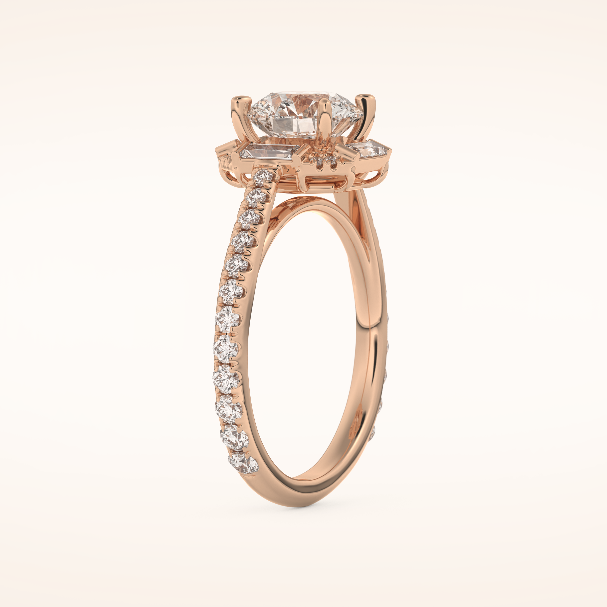 1.52 CT Round Shaped Cluster Moissanite Engagement Ring