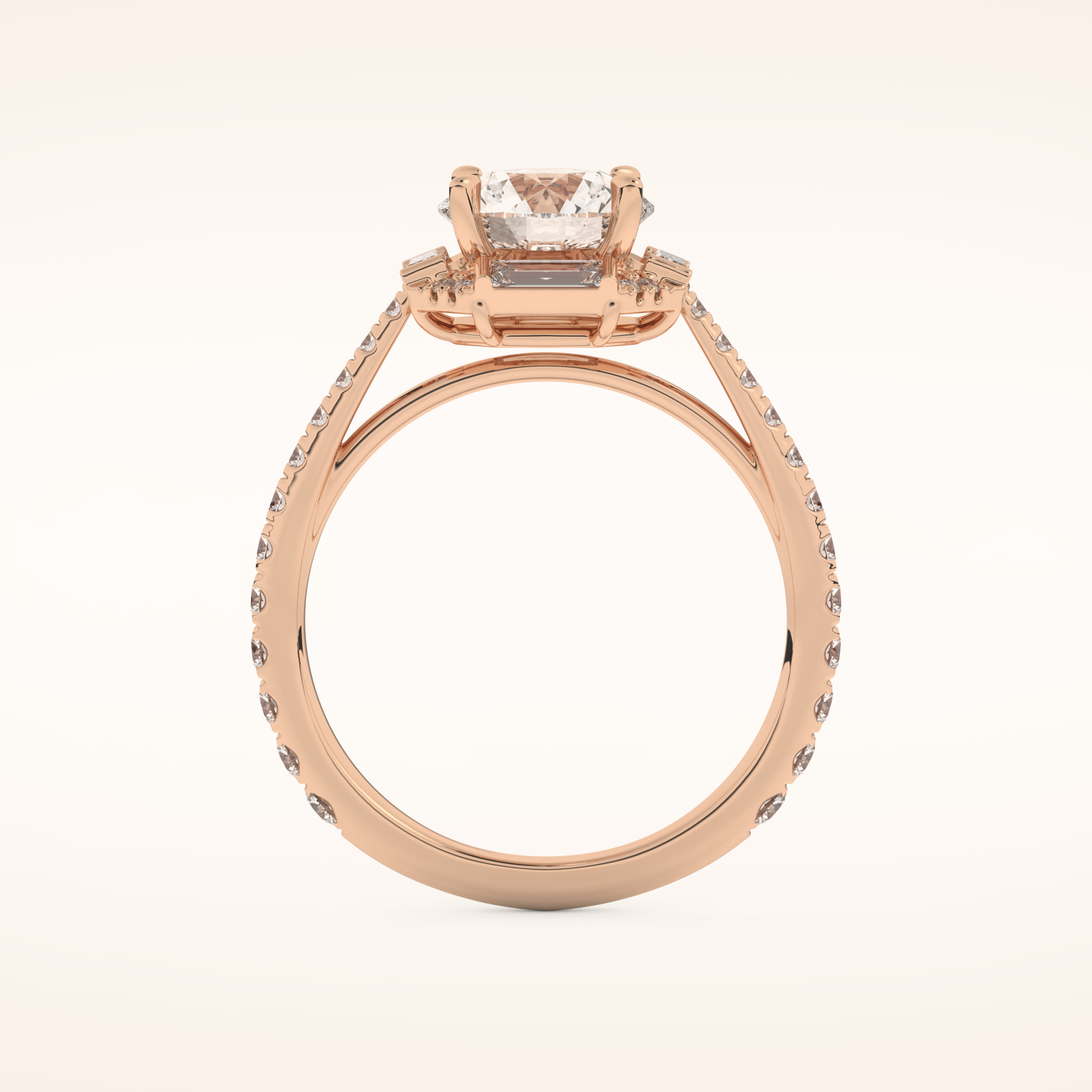 1.52 CT Round Shaped Cluster Moissanite Engagement Ring