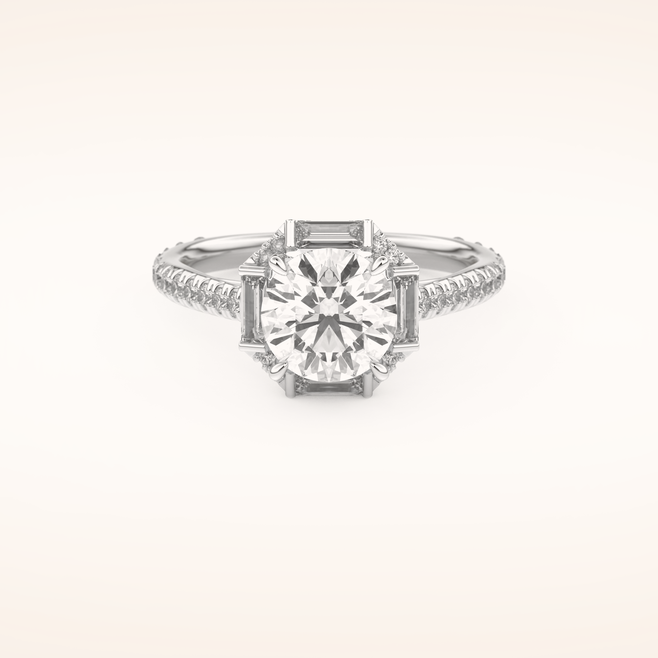 1.52 CT Round Shaped Cluster Moissanite Engagement Ring