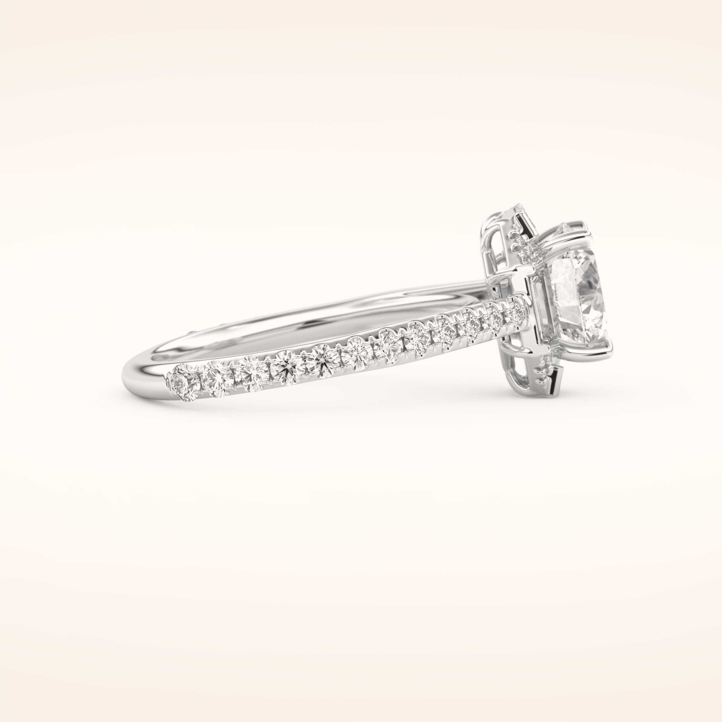 1.52 CT Round Shaped Cluster Moissanite Engagement Ring