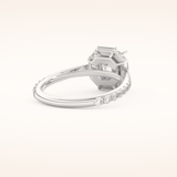 1.52 CT Round Shaped Cluster Moissanite Engagement Ring