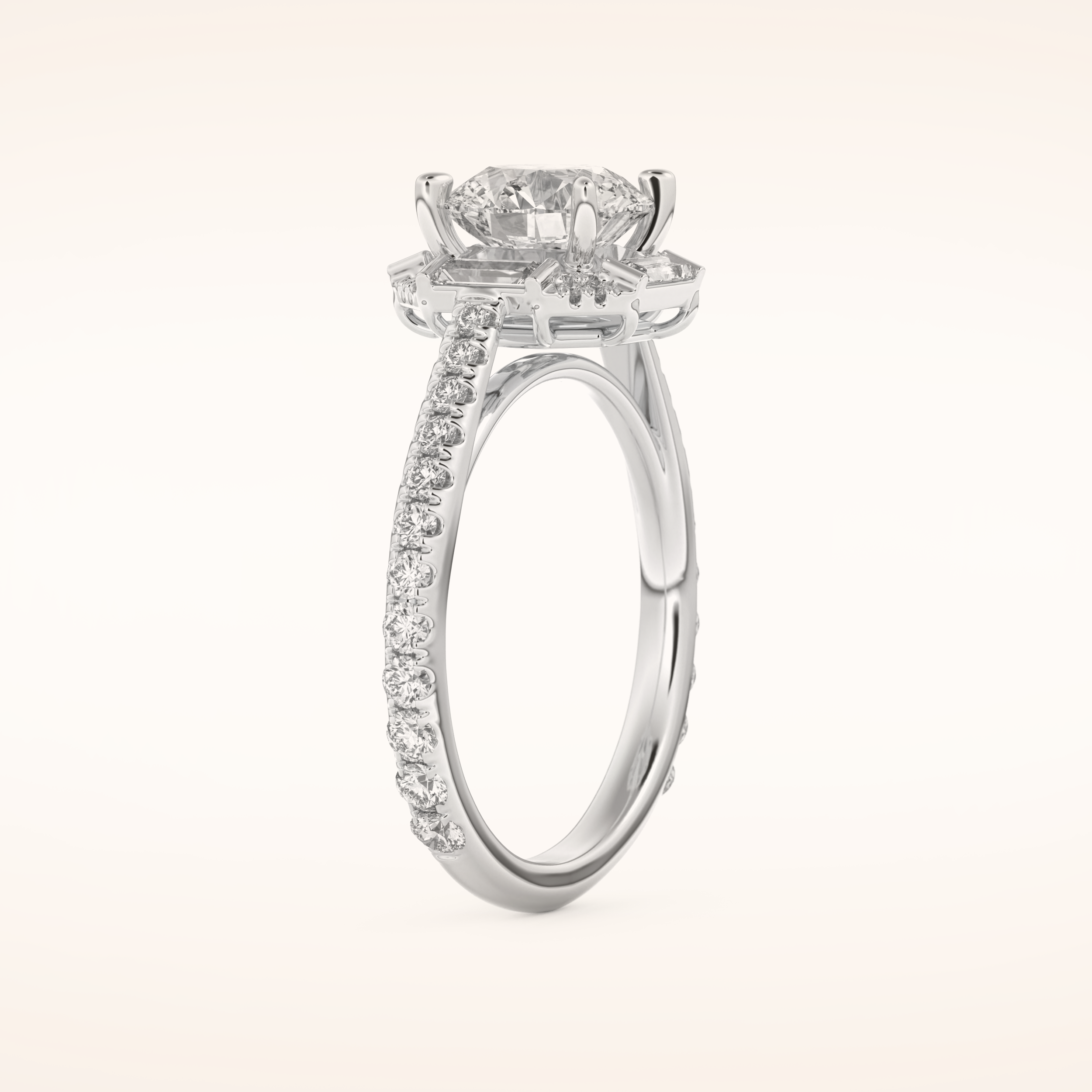 1.52 CT Round Shaped Cluster Moissanite Engagement Ring