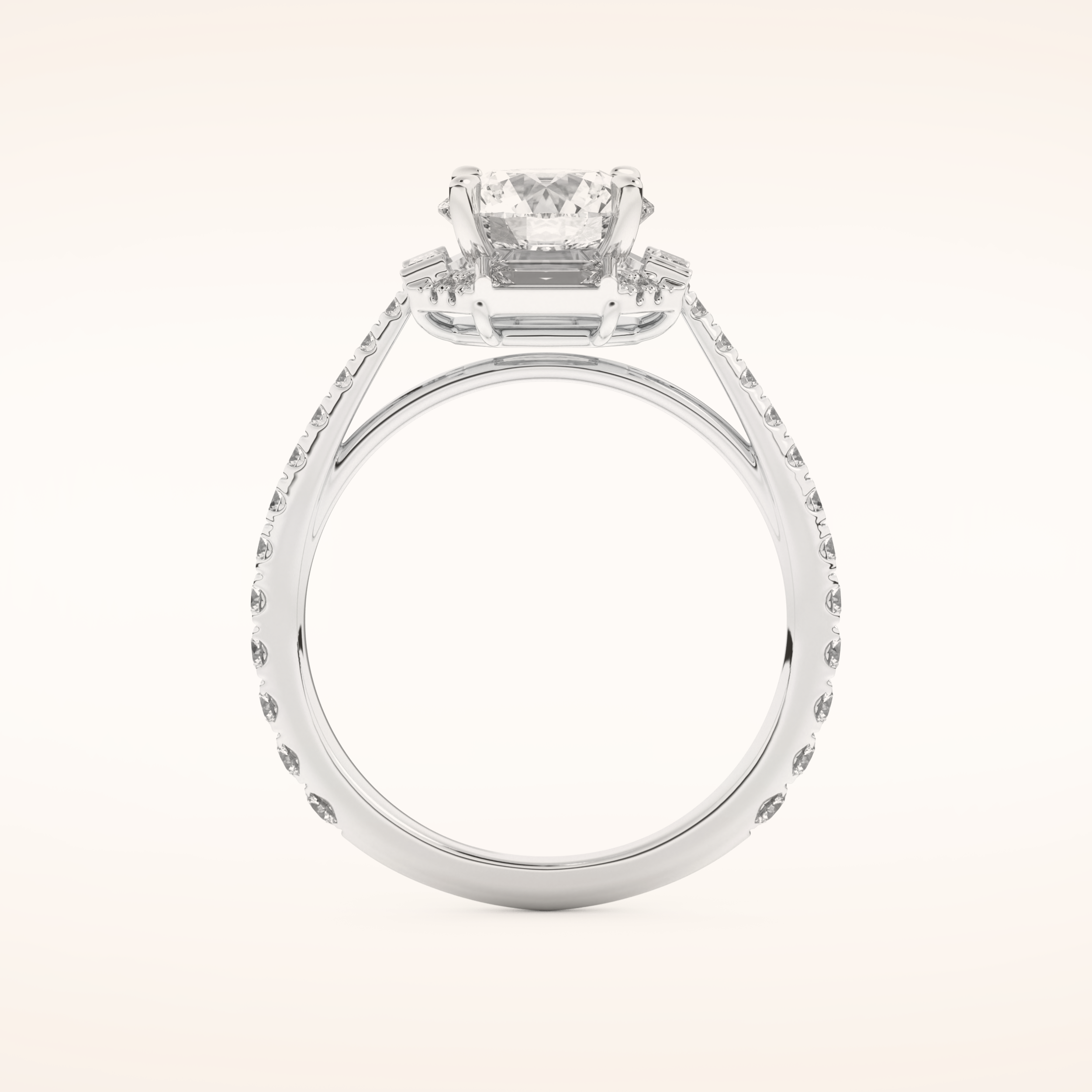1.52 CT Round Shaped Cluster Moissanite Engagement Ring