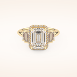 2.71 CT Emerald Shaped Cluster Moissanite Engagement Ring