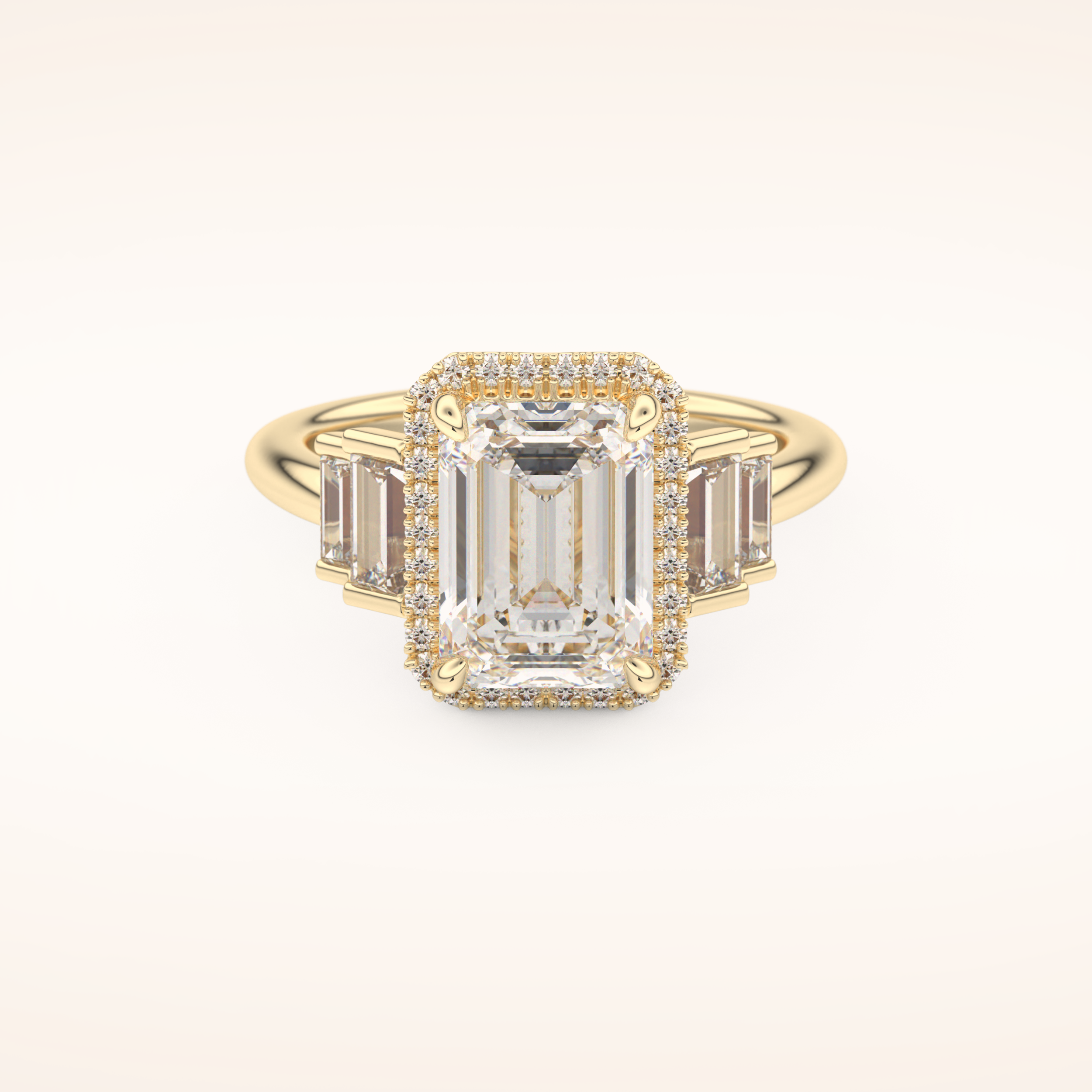 2.71 CT Emerald Shaped Cluster Moissanite Engagement Ring