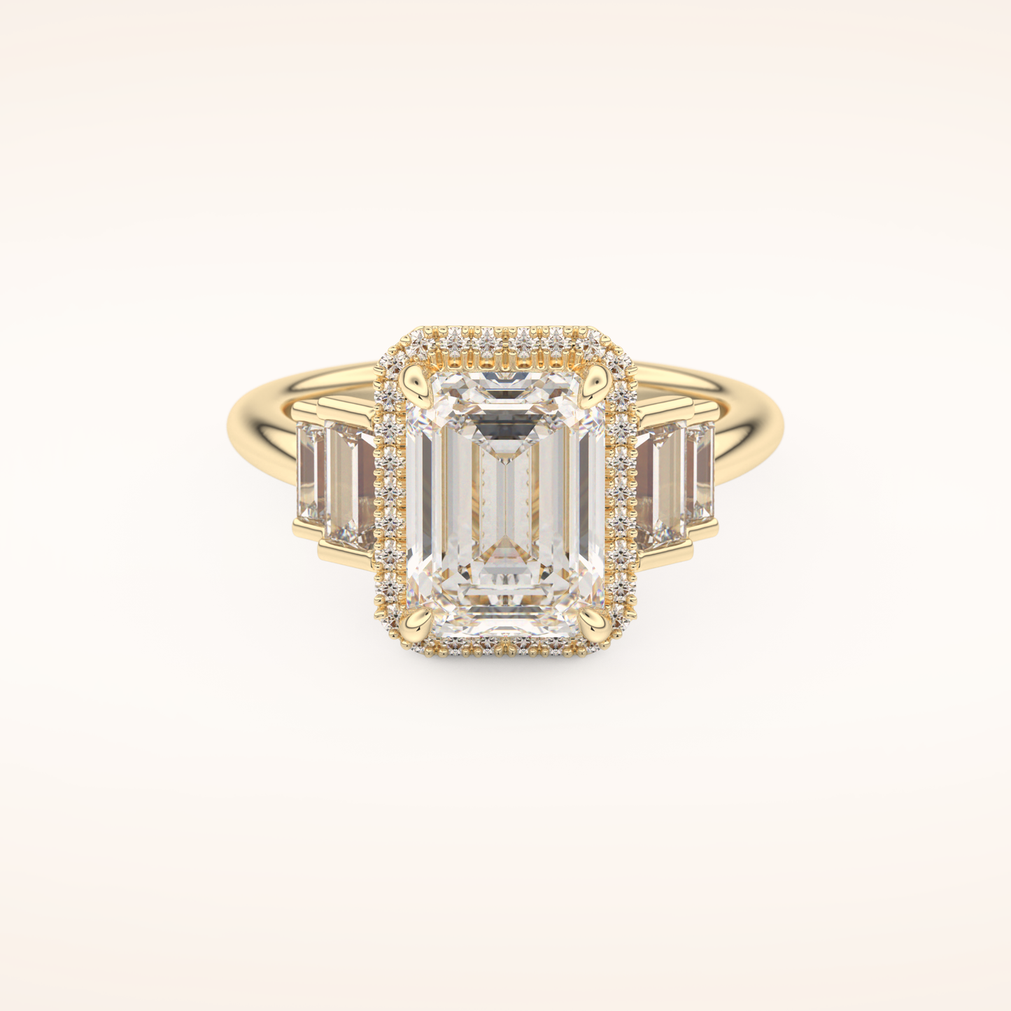 2.71 CT Emerald Shaped Cluster Moissanite Engagement Ring