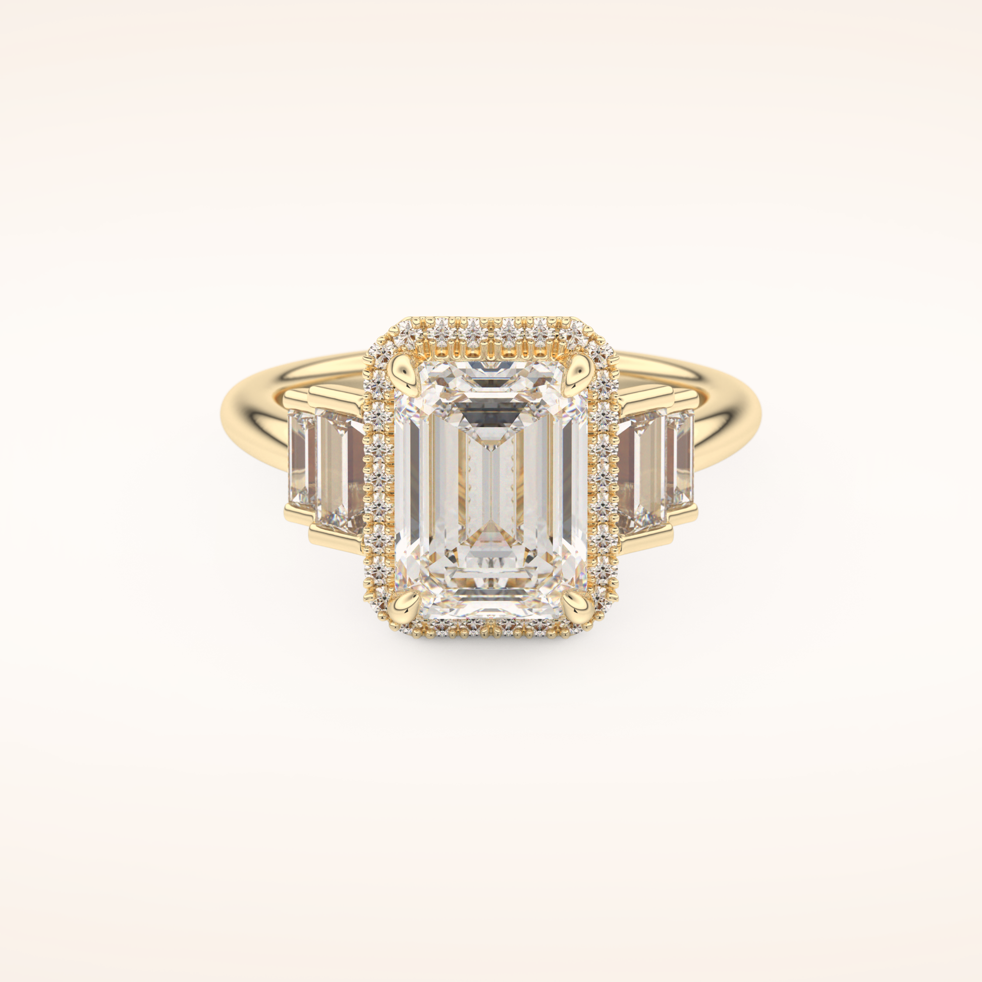 2.71 CT Emerald Shaped Cluster Moissanite Engagement Ring