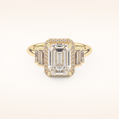 2.71 CT Emerald Shaped Cluster Moissanite Engagement Ring