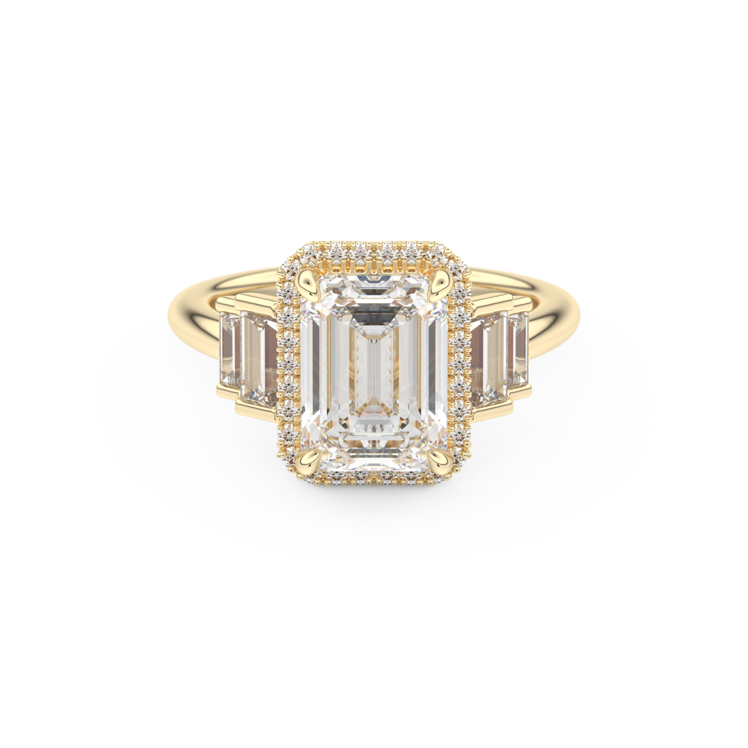 Emerald Cluster Lab Grown Diamond Engagement Ring