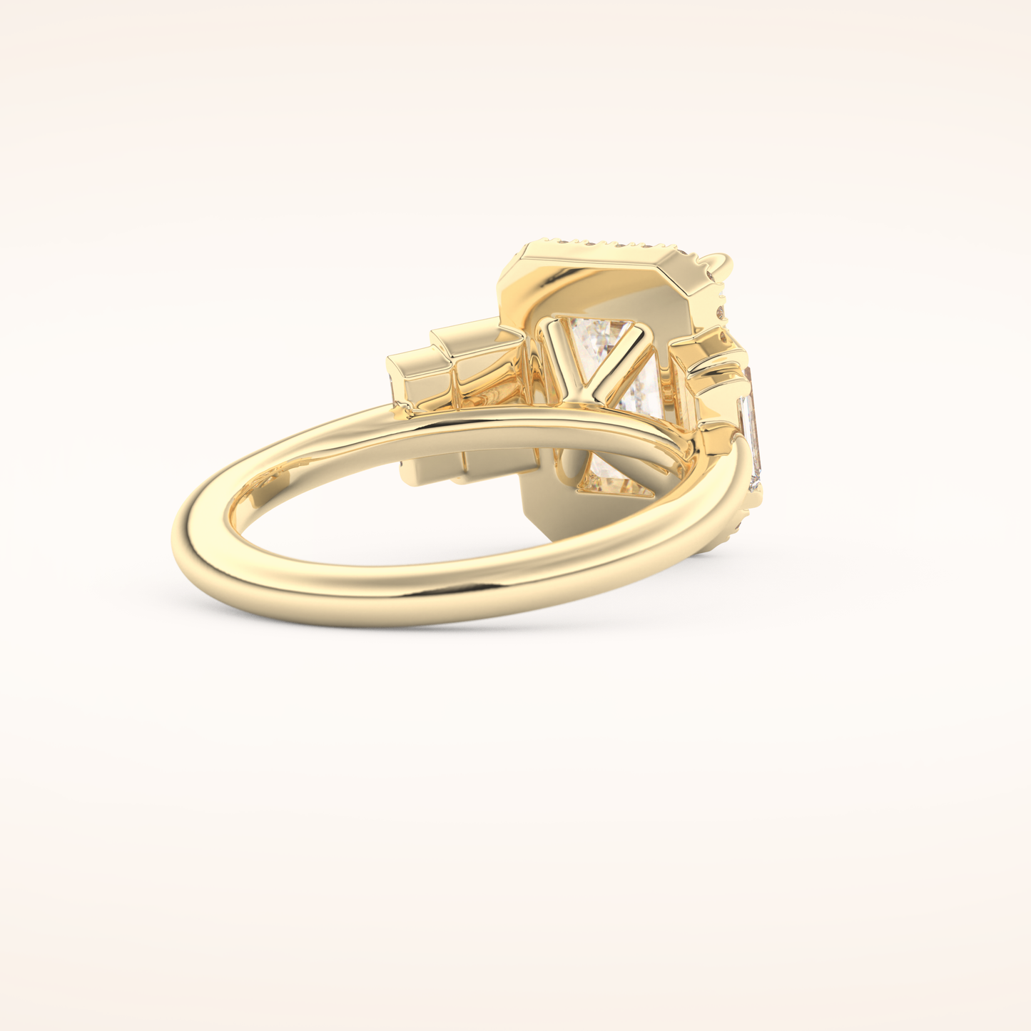 2.71 CT Emerald Shaped Cluster Moissanite Engagement Ring