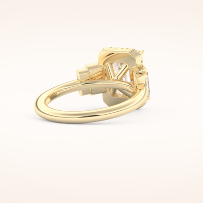 2.71 CT Emerald Shaped Cluster Moissanite Engagement Ring