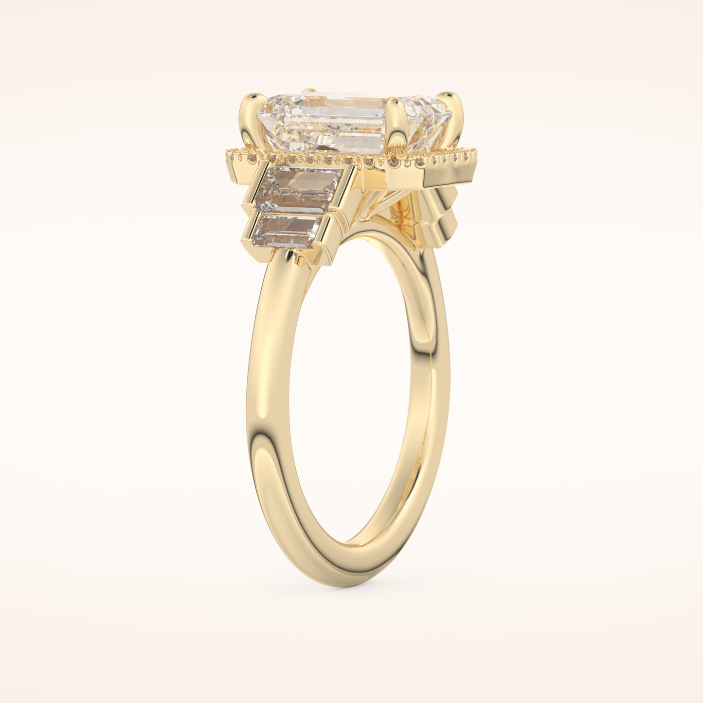 2.71 CT Emerald Shaped Cluster Moissanite Engagement Ring