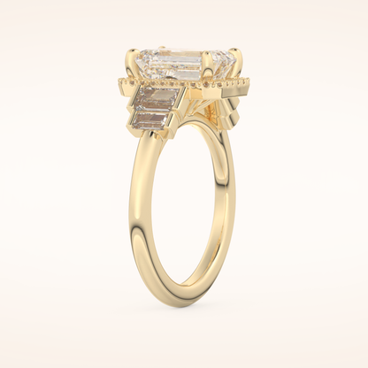 2.71 CT Emerald Shaped Cluster Moissanite Engagement Ring