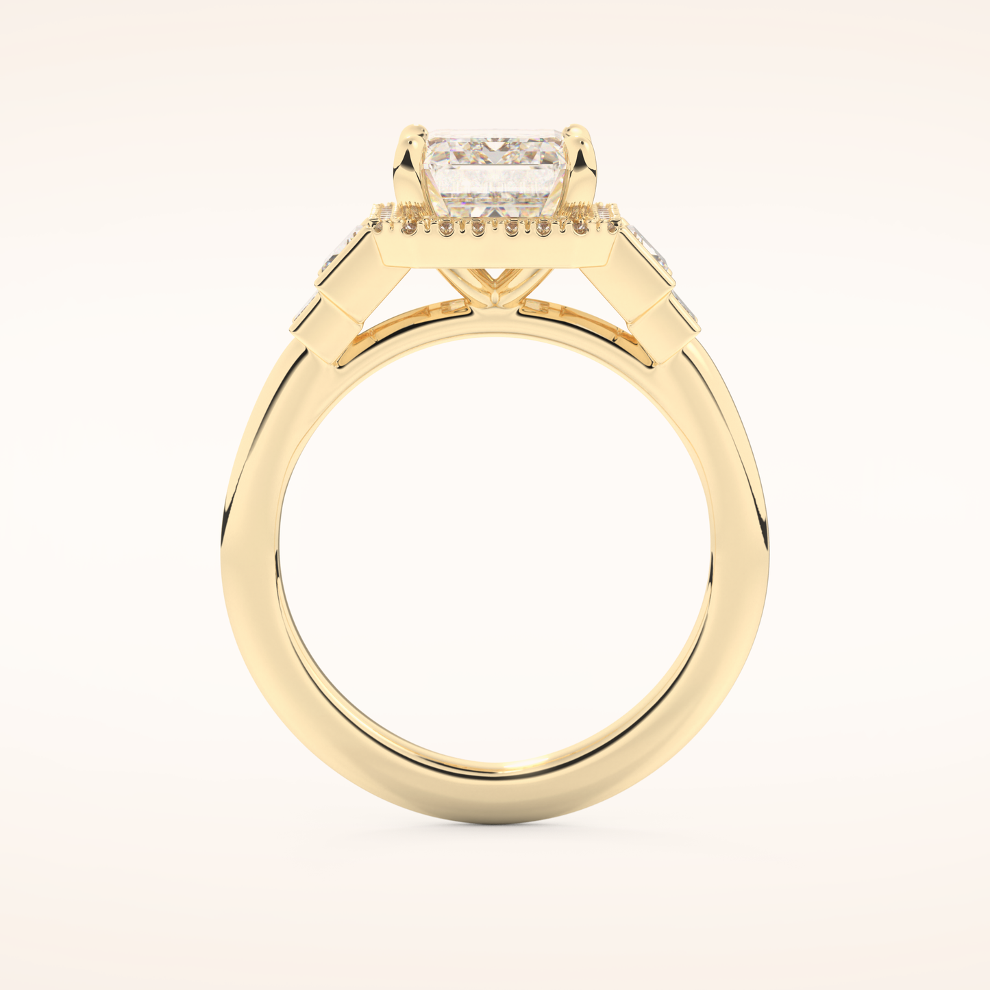 2.71 CT Emerald Shaped Cluster Moissanite Engagement Ring