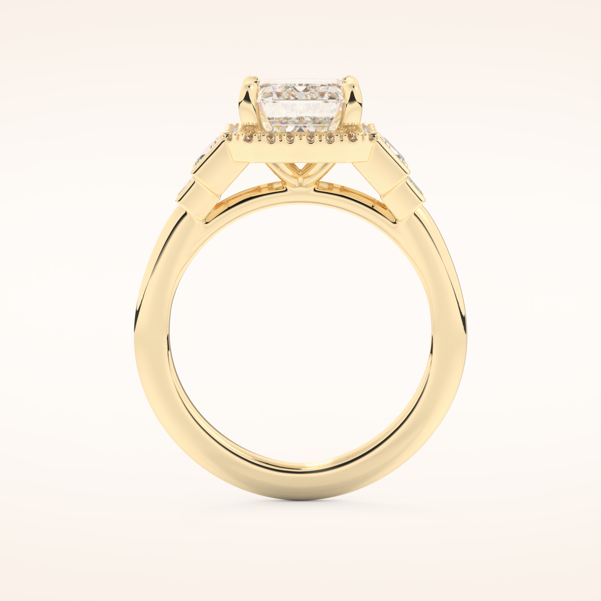 2.71 CT Emerald Shaped Cluster Moissanite Engagement Ring