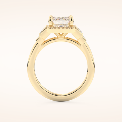 2.71 CT Emerald Shaped Cluster Moissanite Engagement Ring