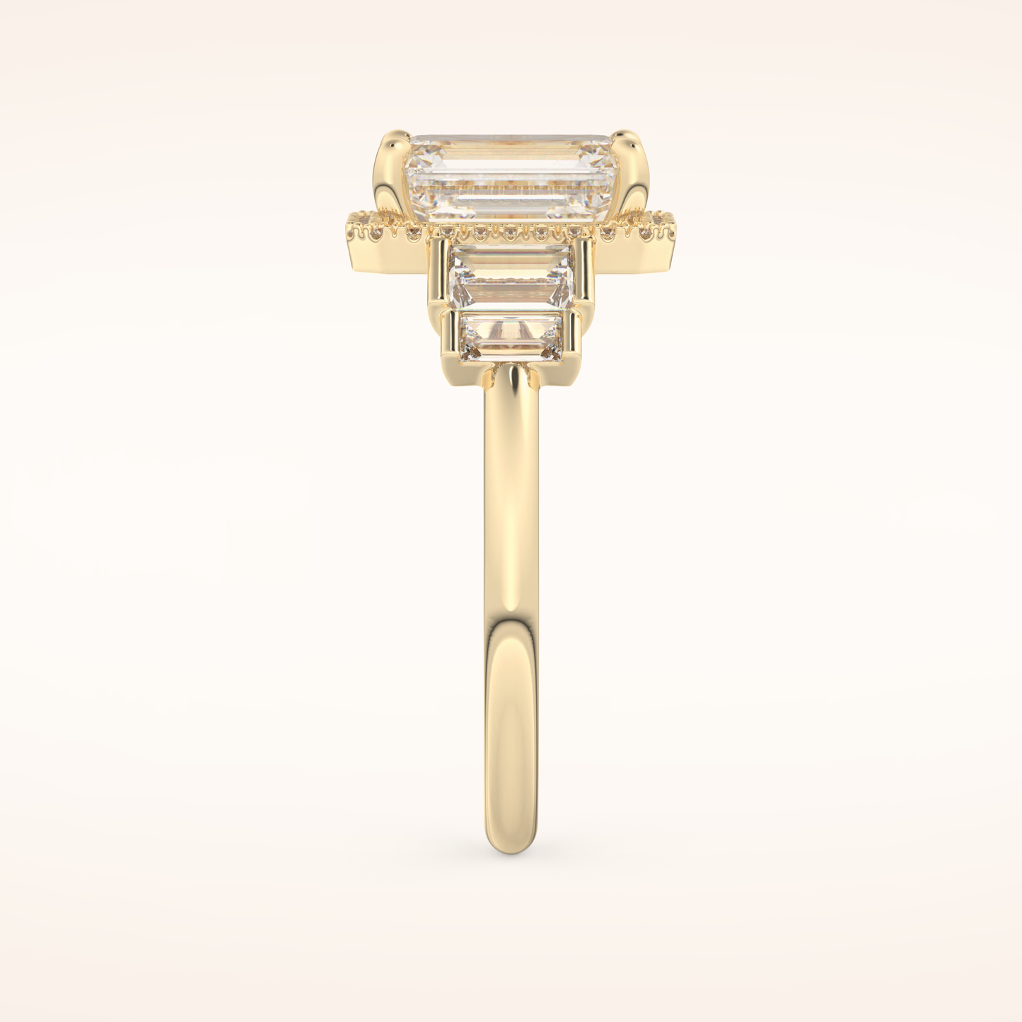 2.71 CT Emerald Shaped Cluster Moissanite Engagement Ring